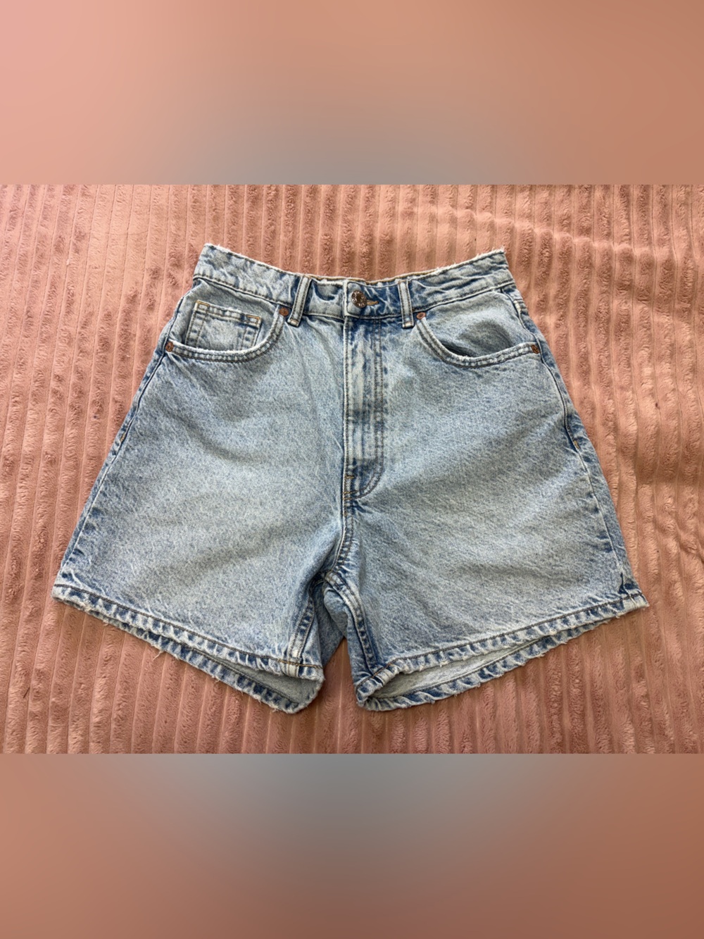 Zara Light Blue Denim High-Rise Shorts